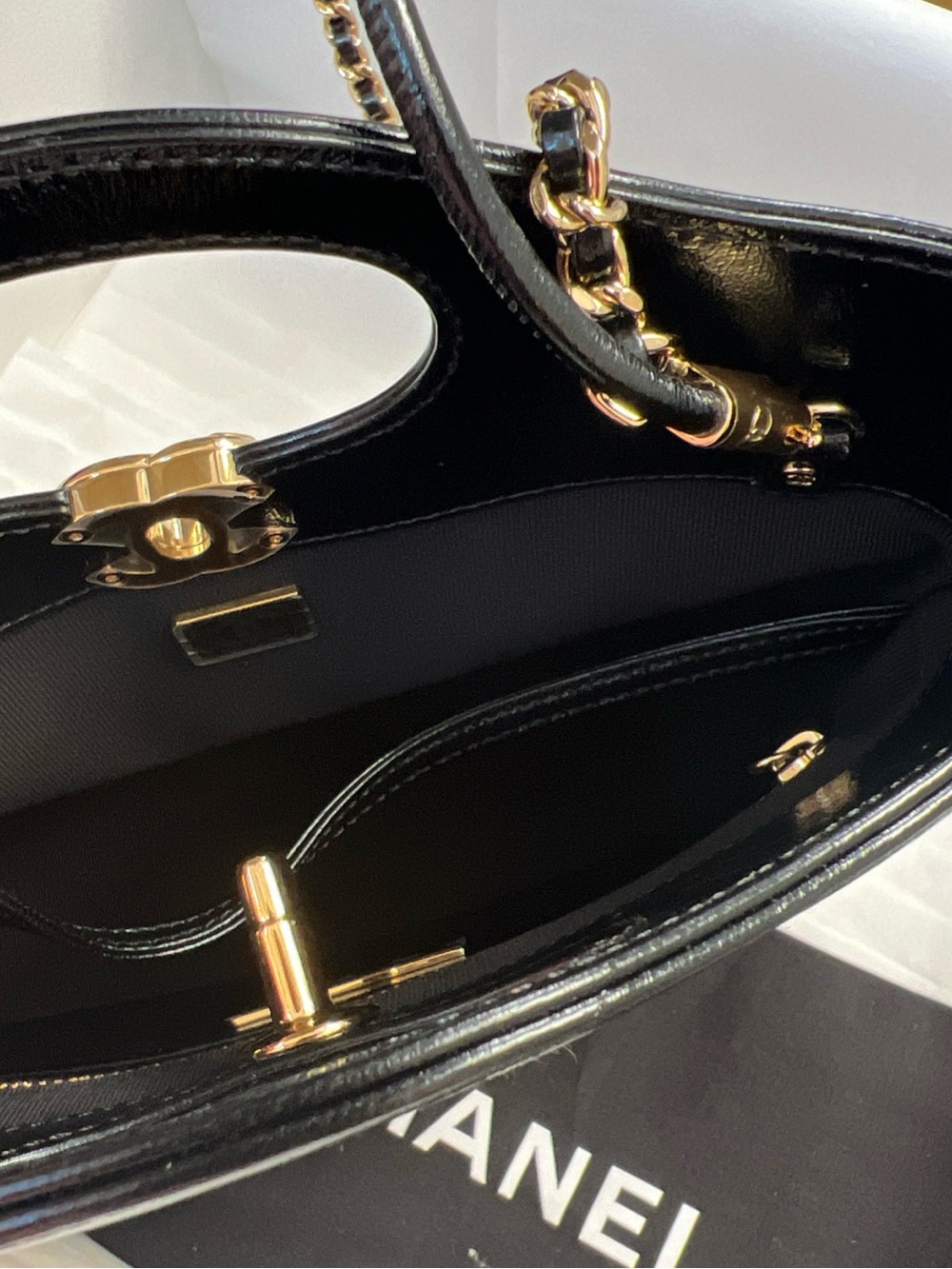 🐆 New 26A CHANEL Pony Hair Animal Print Black Mini 31 Bag Handbag Gold CC - Picture 5 of 12